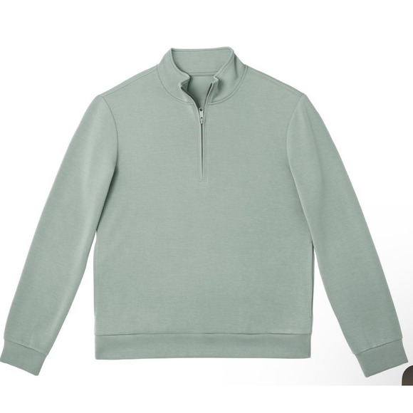 Member's Mark Other - Mens Sage Green Quarter Zip Mock Neck Pullover Sweatshirt with Pockets Size M